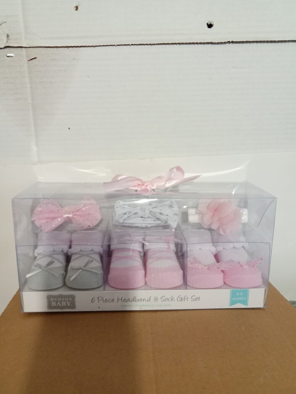 Hudson Baby 6piece Soft Pink Baby Socks with Sparkle Bow NEW